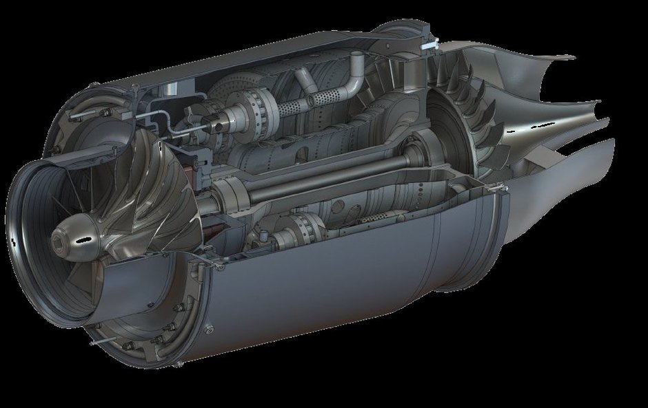 JS turbojet engine cutaway